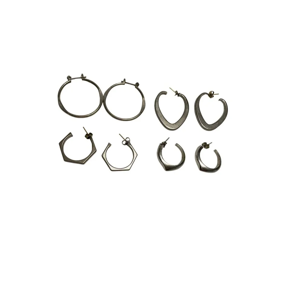 Unbranded Hoop Earrings Set Womens OS Excellent Geometric‎ 4 Pairs Mixed